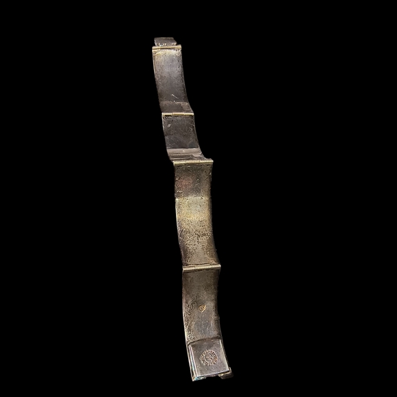 Vintage Mexico Sterling Silver & Crushed Turquoise Inca/Mayan Panel Bracelet - Picture 8 of 13